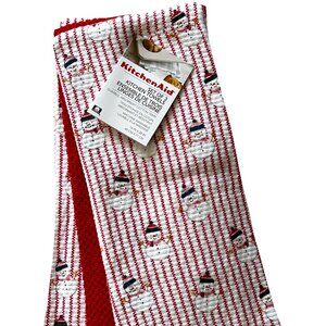 KitchenAid Kitchen Dish Towel 3 Pc Set Snowmen Christmas 100% Cotton Holiday
